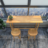 Modern Rectangle Bar Dining Table Wood Bar Height Table with Trestle Base in Brown Clearhalo 'Bar Furniture' 'Bar Tables' 'bar_tables' 'furn' 'furn_bar_tables' 'Furniture' 'furniture_bar_tables' 'Kitchen & Dining Furniture' 'kitchen&dining_furn' 'kitchen' 4342650