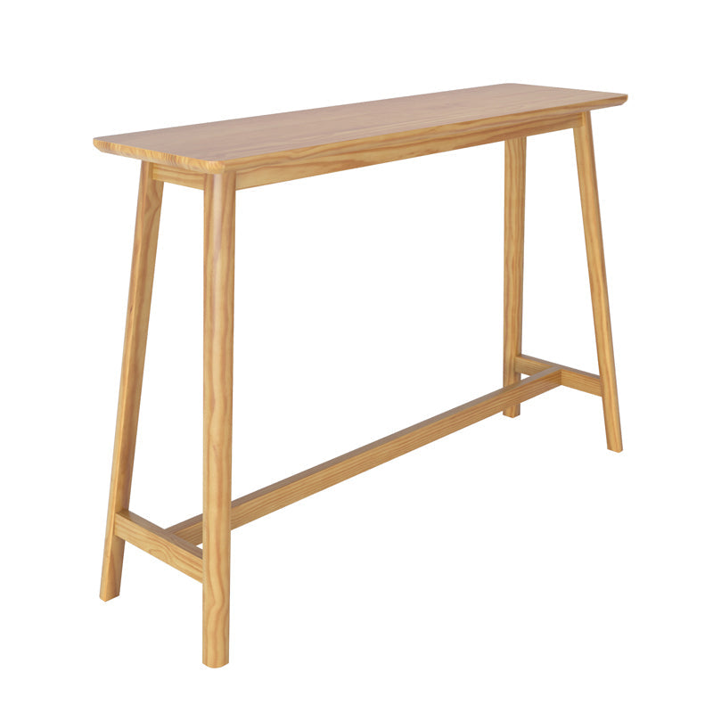 Modern Rectangle Bar Dining Table Wood Bar Height Table with Trestle Base in Brown Without Chairs Clearhalo 'Bar Furniture' 'Bar Tables' 'bar_tables' 'furn' 'furn_bar_tables' 'Furniture' 'furniture_bar_tables' 'Kitchen & Dining Furniture' 'kitchen&dining_furn' 'kitchen' 4342651