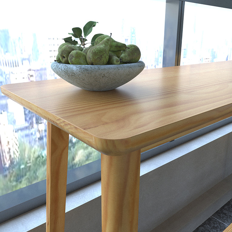 Modern Rectangle Bar Dining Table Wood Bar Height Table with Trestle Base in Brown Clearhalo 'Bar Furniture' 'Bar Tables' 'bar_tables' 'furn' 'furn_bar_tables' 'Furniture' 'furniture_bar_tables' 'Kitchen & Dining Furniture' 'kitchen&dining_furn' 'kitchen' 4342653