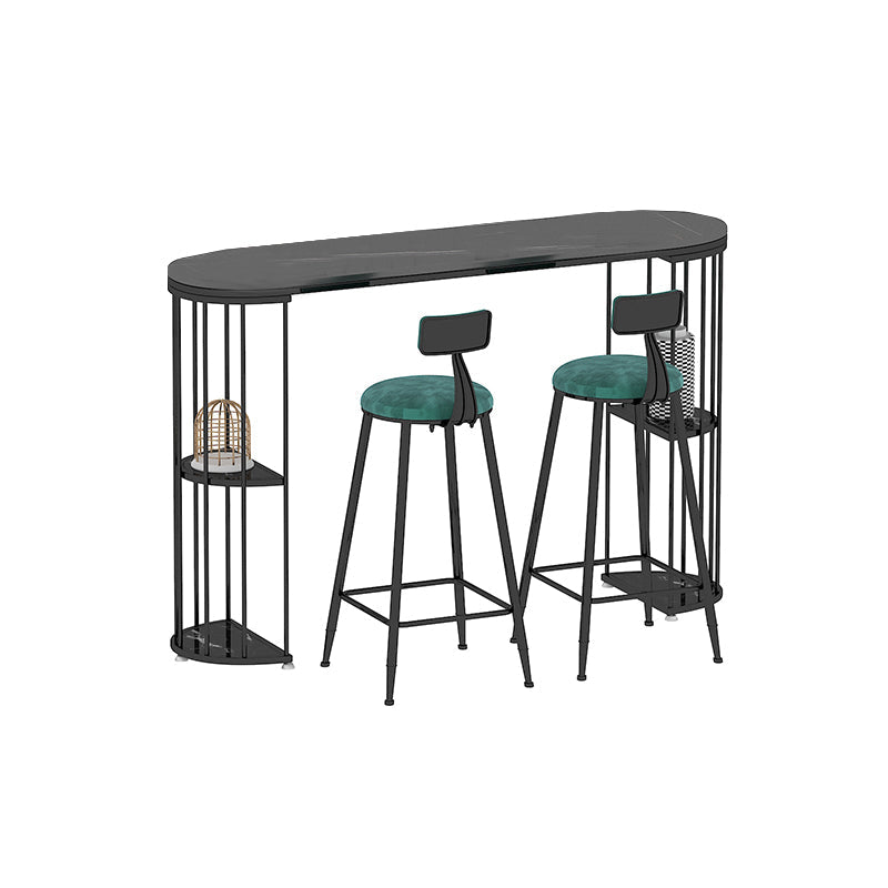 Contemporary Storage Counter Height Table Oval Double Pedestal Table Only Black Without Chairs Clearhalo 'Bar Furniture' 'Bar Tables' 'bar_tables' 'furn' 'furn_bar_tables' 'Furniture' 'furniture_bar_tables' 'Kitchen & Dining Furniture' 'kitchen&dining_furn' 'kitchen' 4342668