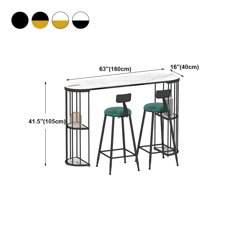 Contemporary Storage Counter Height Table Oval Double Pedestal Table Only Clearhalo 'Bar Furniture' 'Bar Tables' 'bar_tables' 'furn' 'furn_bar_tables' 'Furniture' 'furniture_bar_tables' 'Kitchen & Dining Furniture' 'kitchen&dining_furn' 'kitchen' 4342680