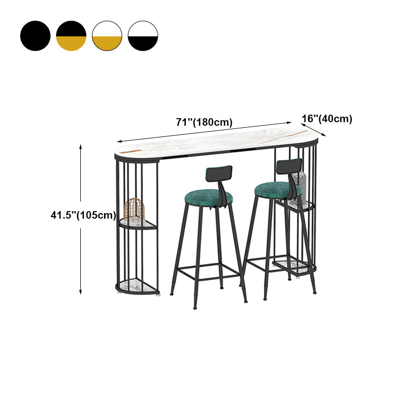 Contemporary Storage Counter Height Table Oval Double Pedestal Table Only Clearhalo 'Bar Furniture' 'Bar Tables' 'bar_tables' 'furn' 'furn_bar_tables' 'Furniture' 'furniture_bar_tables' 'Kitchen & Dining Furniture' 'kitchen&dining_furn' 'kitchen' 4342681