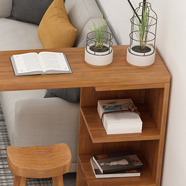 Modern Rectangle Bar Dining Table Wood Bar Height Table with Shelves in Brown Clearhalo 'Bar Furniture' 'Bar Tables' 'bar_tables' 'furn' 'furn_bar_tables' 'Furniture' 'furniture_bar_tables' 'Kitchen & Dining Furniture' 'kitchen&dining_furn' 'kitchen' 4342688