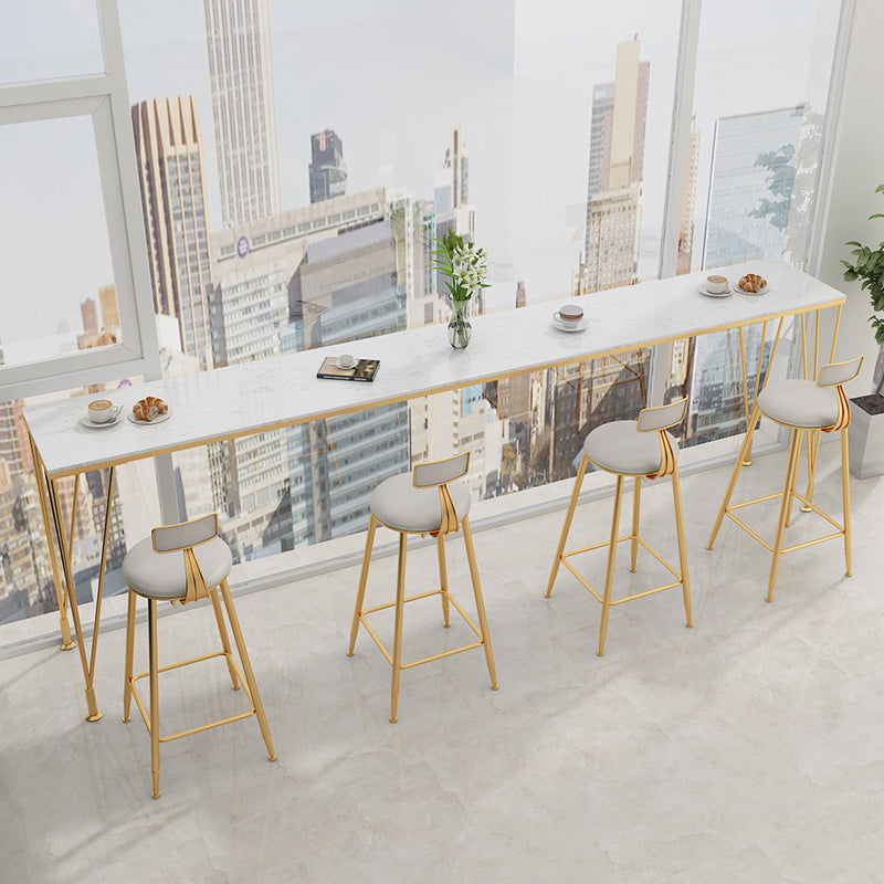 Modern Rectangle Legs Bistro Bar Desk Cafe Counter Height Table(only table) White-Gold Without Chairs Clearhalo 'Bar Furniture' 'Bar Tables' 'bar_tables' 'furn' 'furn_bar_tables' 'Furniture' 'furniture_bar_tables' 'Kitchen & Dining Furniture' 'kitchen&dining_furn' 'kitchen' 4342699