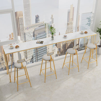 Modern Rectangle Legs Bistro Bar Desk Cafe Counter Height Table(only table) White-Gold Without Chairs Clearhalo 'Bar Furniture' 'Bar Tables' 'bar_tables' 'furn' 'furn_bar_tables' 'Furniture' 'furniture_bar_tables' 'Kitchen & Dining Furniture' 'kitchen&dining_furn' 'kitchen' 4342699