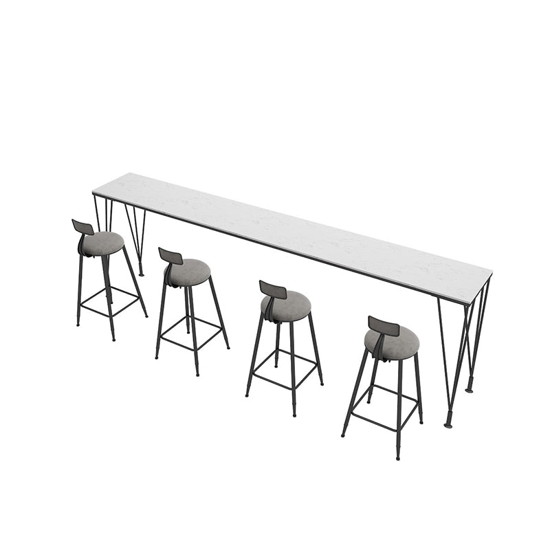 Modern Rectangle Legs Bistro Bar Desk Cafe Counter Height Table(only table) White-Black Without Chairs Clearhalo 'Bar Furniture' 'Bar Tables' 'bar_tables' 'furn' 'furn_bar_tables' 'Furniture' 'furniture_bar_tables' 'Kitchen & Dining Furniture' 'kitchen&dining_furn' 'kitchen' 4342701