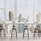 Modern Rectangle Legs Bistro Bar Desk Cafe Counter Height Table(only table) 118.1"L x 15.7"W x 41.3"H White-Black Without Chairs Clearhalo 'Bar Furniture' 'Bar Tables' 'bar_tables' 'furn' 'furn_bar_tables' 'Furniture' 'furniture_bar_tables' 'Kitchen & Dining Furniture' 'kitchen&dining_furn' 'kitchen' 4342707