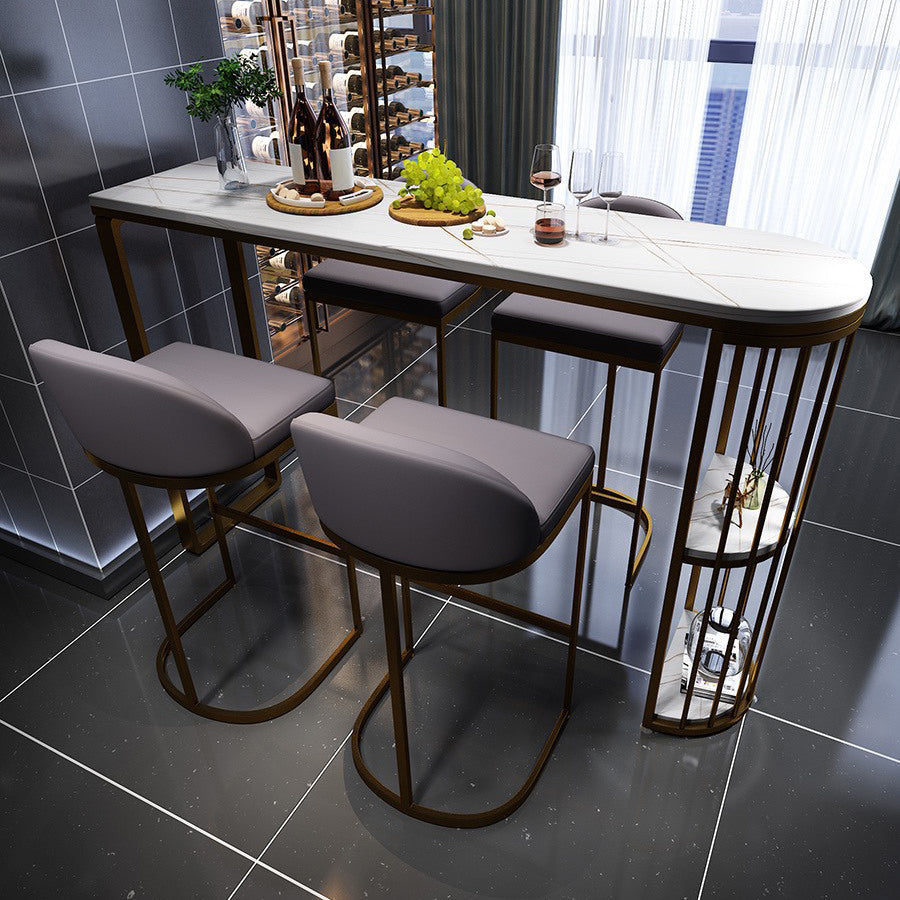 Double Pedestal Modern Counter Height Dining Table Storage Indoor Bistro Bar Table Clearhalo 'Bar Furniture' 'Bar Tables' 'bar_tables' 'furn' 'furn_bar_tables' 'Furniture' 'furniture_bar_tables' 'Kitchen & Dining Furniture' 'kitchen&dining_furn' 'kitchen' 4342723