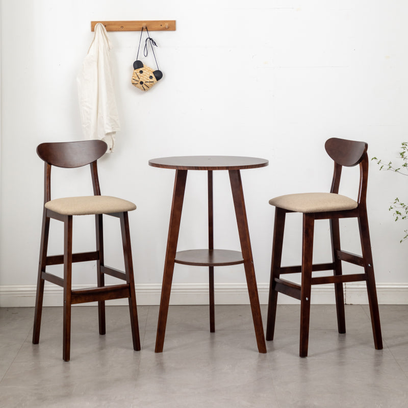 Contemporary Round Bar Dining Table Wood Bar Height Table with Shelves Clearhalo 'Bar Furniture' 'Bar Tables' 'bar_tables' 'furn' 'furn_bar_tables' 'Furniture' 'furniture_bar_tables' 'Kitchen & Dining Furniture' 4342744