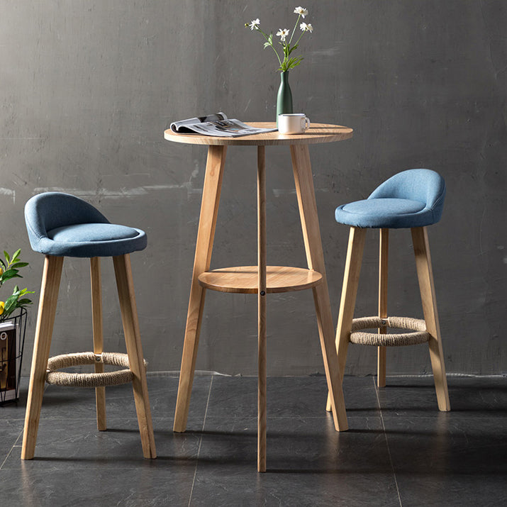 Contemporary Round Bar Dining Table Wood Bar Height Table with Shelves Clearhalo 'Bar Furniture' 'Bar Tables' 'bar_tables' 'furn' 'furn_bar_tables' 'Furniture' 'furniture_bar_tables' 'Kitchen & Dining Furniture' 4342749