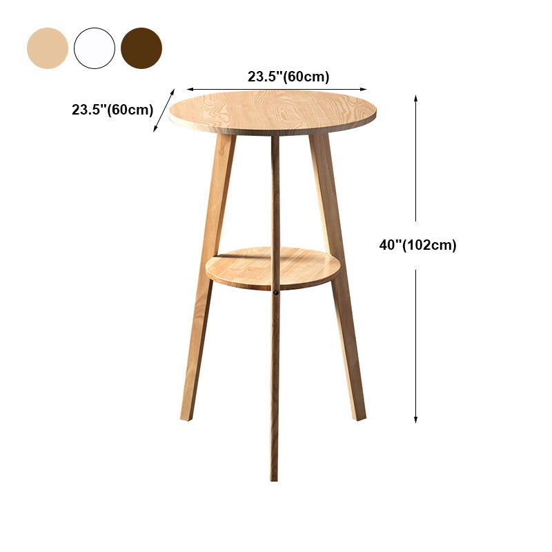 Contemporary Round Bar Dining Table Wood Bar Height Table with Shelves Clearhalo 'Bar Furniture' 'Bar Tables' 'bar_tables' 'furn' 'furn_bar_tables' 'Furniture' 'furniture_bar_tables' 'Kitchen & Dining Furniture' 4342751