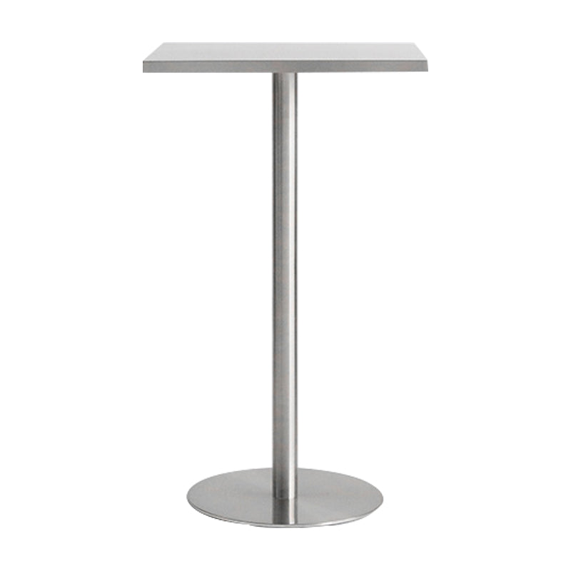 Contemporary Bar Dining Table Steel Bar Height Cocktail Table with Pedestal Base in Silver Square Without Chairs Clearhalo 'Bar Furniture' 'Bar Tables' 'bar_tables' 'furn' 'furn_bar_tables' 'Furniture' 'furniture_bar_tables' 'Kitchen & Dining Furniture' 'kitchen&dining_furn' 'kitchen' 4342753
