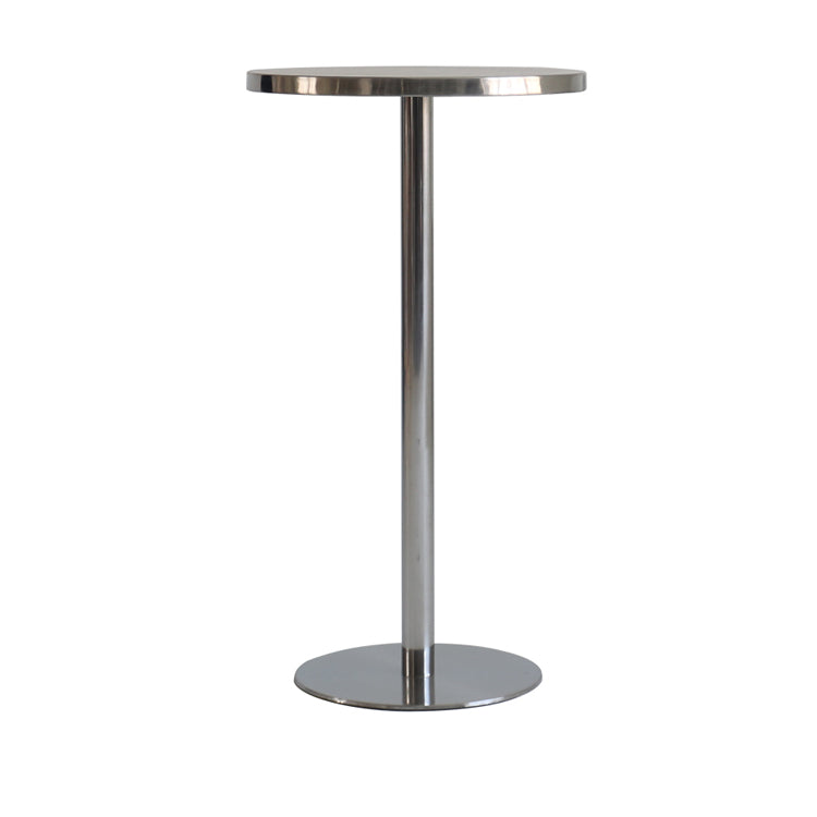 Contemporary Bar Dining Table Steel Bar Height Cocktail Table with Pedestal Base in Silver Round Without Chairs Clearhalo 'Bar Furniture' 'Bar Tables' 'bar_tables' 'furn' 'furn_bar_tables' 'Furniture' 'furniture_bar_tables' 'Kitchen & Dining Furniture' 'kitchen&dining_furn' 'kitchen' 4342757
