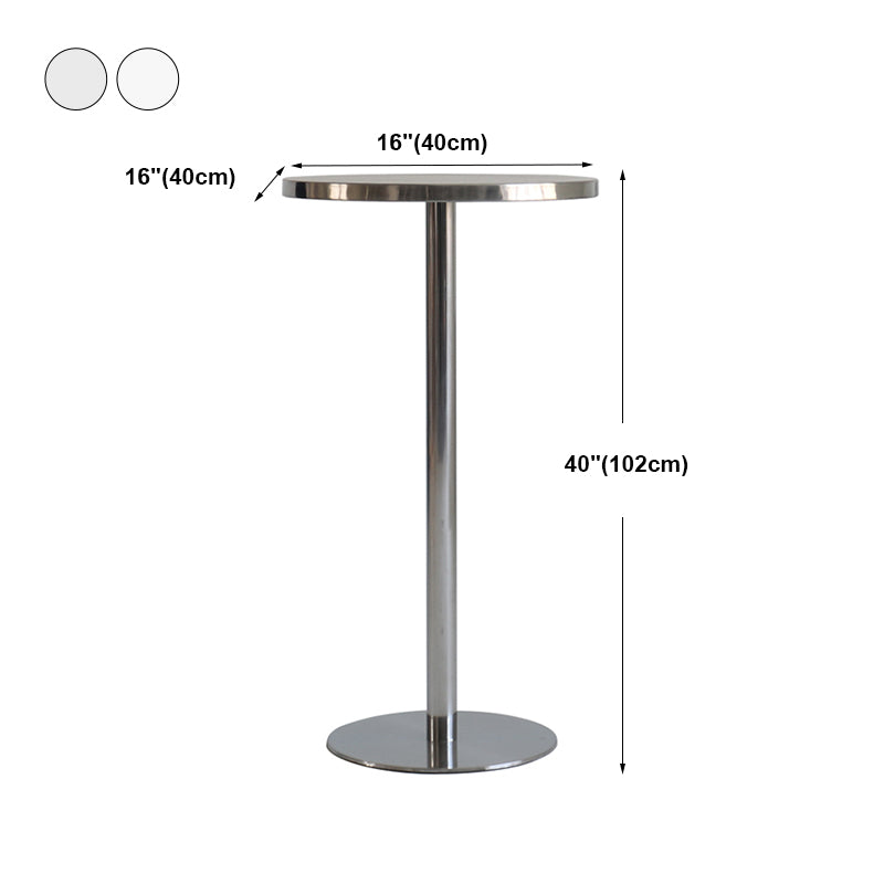 Contemporary Bar Dining Table Steel Bar Height Cocktail Table with Pedestal Base in Silver Clearhalo 'Bar Furniture' 'Bar Tables' 'bar_tables' 'furn' 'furn_bar_tables' 'Furniture' 'furniture_bar_tables' 'Kitchen & Dining Furniture' 'kitchen&dining_furn' 'kitchen' 4342762