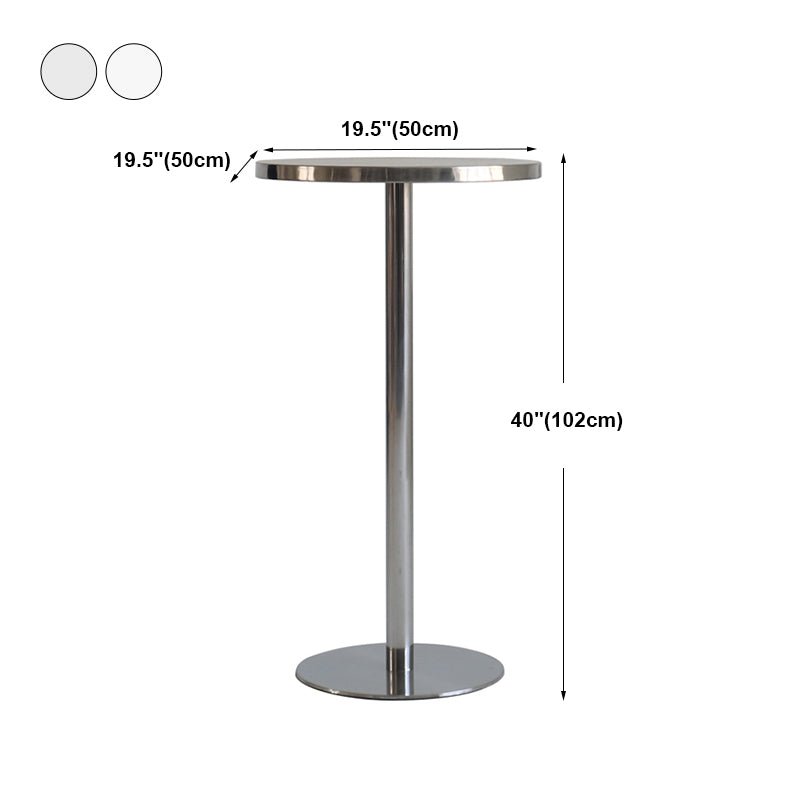 Contemporary Bar Dining Table Steel Bar Height Cocktail Table with Pedestal Base in Silver Clearhalo 'Bar Furniture' 'Bar Tables' 'bar_tables' 'furn' 'furn_bar_tables' 'Furniture' 'furniture_bar_tables' 'Kitchen & Dining Furniture' 'kitchen&dining_furn' 'kitchen' 4342763