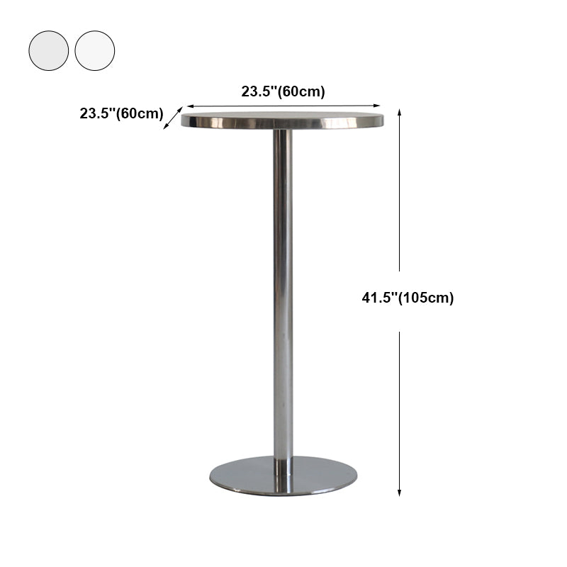 Contemporary Bar Dining Table Steel Bar Height Cocktail Table with Pedestal Base in Silver Clearhalo 'Bar Furniture' 'Bar Tables' 'bar_tables' 'furn' 'furn_bar_tables' 'Furniture' 'furniture_bar_tables' 'Kitchen & Dining Furniture' 'kitchen&dining_furn' 'kitchen' 4342765