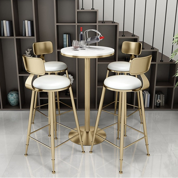 Modern Bar Dining Table Round and Square Bar Height Cocktail Table with Iron Base White Round Clearhalo 'Bar Furniture' 'Bar Tables' 'bar_tables' 'furn' 'furn_bar_tables' 'Furniture' 'furniture_bar_tables' 'Kitchen & Dining Furniture' 'kitchen&dining_furn' 'kitchen' 4342769