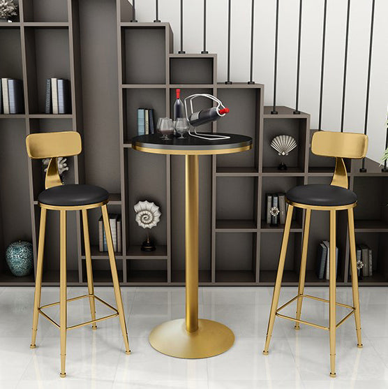 Modern Bar Dining Table Round and Square Bar Height Cocktail Table with Iron Base 19.7"L x 19.7"W x 41.3"H Black Round Clearhalo 'Bar Furniture' 'Bar Tables' 'bar_tables' 'furn' 'furn_bar_tables' 'Furniture' 'furniture_bar_tables' 'Kitchen & Dining Furniture' 'kitchen&dining_furn' 'kitchen' 4342771