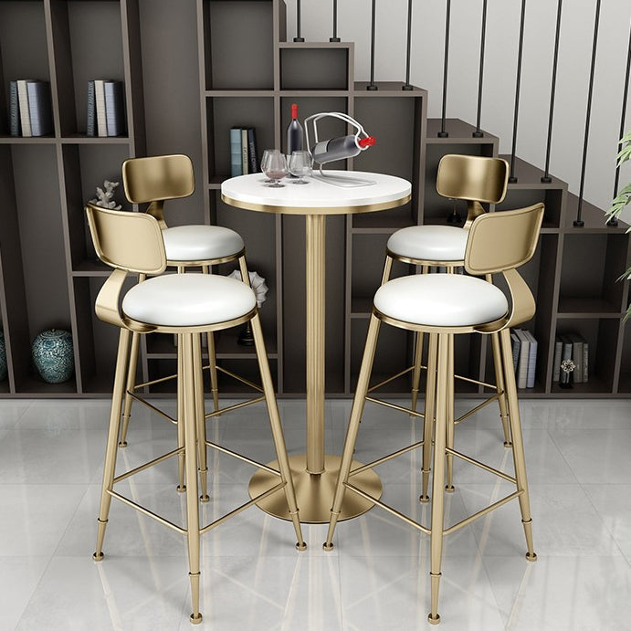 Modern Bar Dining Table Round and Square Bar Height Cocktail Table with Iron Base Clearhalo 'Bar Furniture' 'Bar Tables' 'bar_tables' 'furn' 'furn_bar_tables' 'Furniture' 'furniture_bar_tables' 'Kitchen & Dining Furniture' 'kitchen&dining_furn' 'kitchen' 4342776