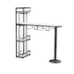 Contemporary Double Pedestal Bar/Dinette Table Wine Rack Stone Counter-height Pub Table Black Without Chairs Clearhalo 'Bar Furniture' 'Bar Tables' 'bar_tables' 'furn' 'furn_bar_tables' 'Furniture' 'furniture_bar_tables' 'Kitchen & Dining Furniture' 'kitchen&dining_furn' 'kitchen' 4342781