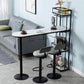 Contemporary Double Pedestal Bar/Dinette Table Wine Rack Stone Counter-height Pub Table 63"L x 15.7"W x 41.3"H Black Without Chairs Clearhalo 'Bar Furniture' 'Bar Tables' 'bar_tables' 'furn' 'furn_bar_tables' 'Furniture' 'furniture_bar_tables' 'Kitchen & Dining Furniture' 'kitchen&dining_furn' 'kitchen' 4342784