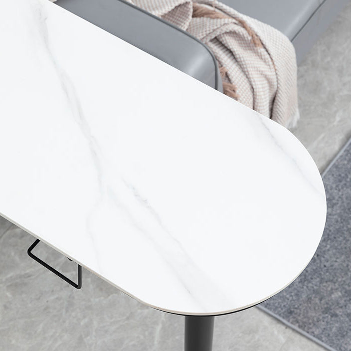 Contemporary Double Pedestal Bar/Dinette Table Wine Rack Stone Counter-height Pub Table Clearhalo 'Bar Furniture' 'Bar Tables' 'bar_tables' 'furn' 'furn_bar_tables' 'Furniture' 'furniture_bar_tables' 'Kitchen & Dining Furniture' 'kitchen&dining_furn' 'kitchen' 4342786