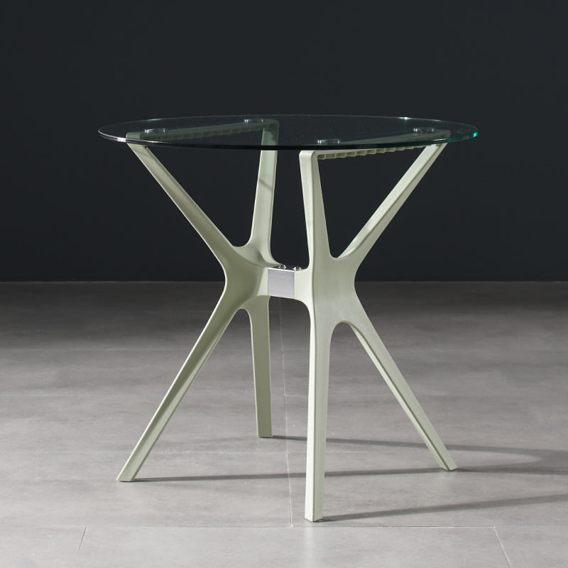 31.5" Modern Style Dining Table Round Glass Pedestal Dining Table for Home Use Clear Green Without Chairs Clearhalo ' dining_table' 'Dining Tables & Seating' 'Dining Tables' 'furn' 'furn_dining_table' 'Furniture' 'furniture_dining_table' 'Kitchen & Dining Furniture' 'kitchen&dining_furn' 'kitchen' 'kitchen_dining_table' 4342804