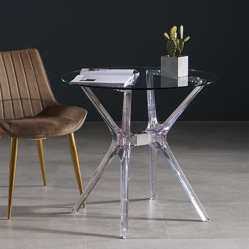 31.5" Modern Style Dining Table Round Glass Pedestal Dining Table for Home Use Clearhalo ' dining_table' 'Dining Tables & Seating' 'Dining Tables' 'furn' 'furn_dining_table' 'Furniture' 'furniture_dining_table' 'Kitchen & Dining Furniture' 'kitchen&dining_furn' 'kitchen' 'kitchen_dining_table' 4342805