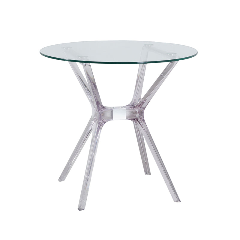 31.5" Modern Style Dining Table Round Glass Pedestal Dining Table for Home Use Clearhalo ' dining_table' 'Dining Tables & Seating' 'Dining Tables' 'furn' 'furn_dining_table' 'Furniture' 'furniture_dining_table' 'Kitchen & Dining Furniture' 'kitchen&dining_furn' 'kitchen' 'kitchen_dining_table' 4342808