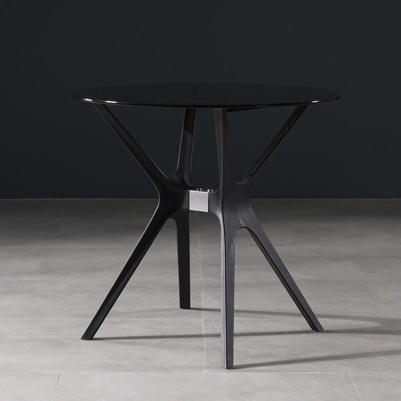 31.5" Modern Style Dining Table Round Glass Pedestal Dining Table for Home Use Gray Black Without Chairs Clearhalo ' dining_table' 'Dining Tables & Seating' 'Dining Tables' 'furn' 'furn_dining_table' 'Furniture' 'furniture_dining_table' 'Kitchen & Dining Furniture' 'kitchen&dining_furn' 'kitchen' 'kitchen_dining_table' 4342813