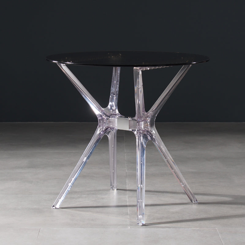 31.5" Modern Style Dining Table Round Glass Pedestal Dining Table for Home Use Gray Clear Without Chairs Clearhalo ' dining_table' 'Dining Tables & Seating' 'Dining Tables' 'furn' 'furn_dining_table' 'Furniture' 'furniture_dining_table' 'Kitchen & Dining Furniture' 'kitchen&dining_furn' 'kitchen' 'kitchen_dining_table' 4342815