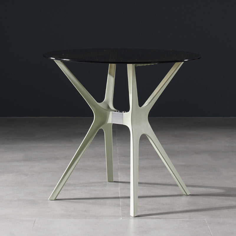 31.5" Modern Style Dining Table Round Glass Pedestal Dining Table for Home Use Gray Green Without Chairs Clearhalo ' dining_table' 'Dining Tables & Seating' 'Dining Tables' 'furn' 'furn_dining_table' 'Furniture' 'furniture_dining_table' 'Kitchen & Dining Furniture' 'kitchen&dining_furn' 'kitchen' 'kitchen_dining_table' 4342818
