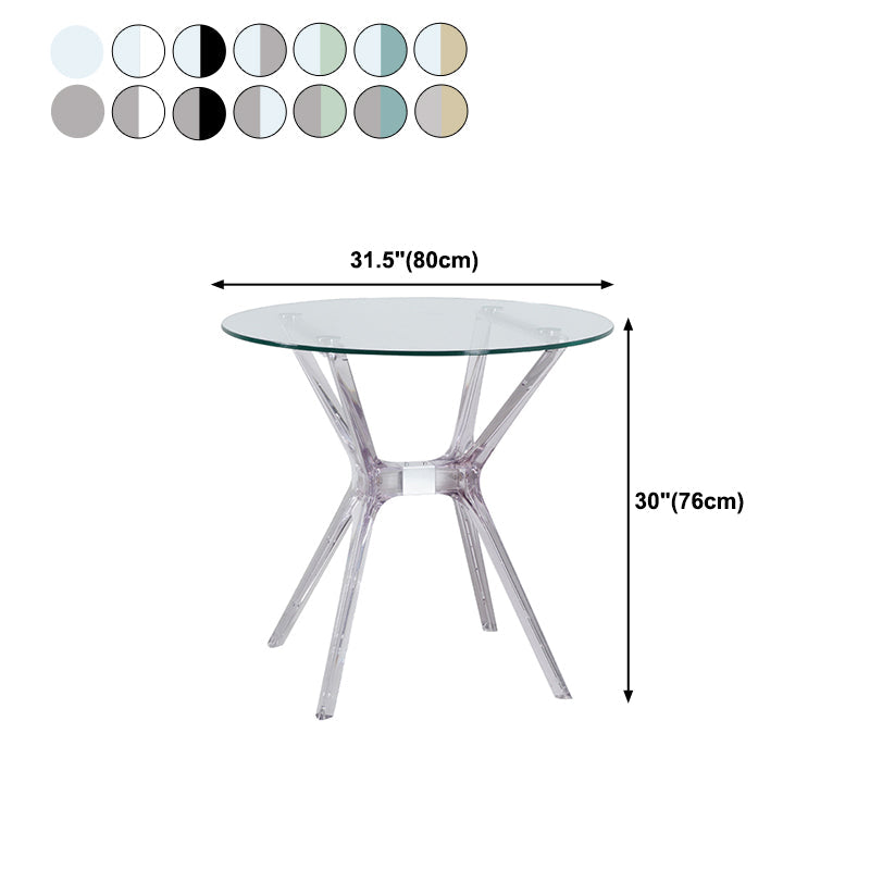 31.5" Modern Style Dining Table Round Glass Pedestal Dining Table for Home Use Clearhalo ' dining_table' 'Dining Tables & Seating' 'Dining Tables' 'furn' 'furn_dining_table' 'Furniture' 'furniture_dining_table' 'Kitchen & Dining Furniture' 'kitchen&dining_furn' 'kitchen' 'kitchen_dining_table' 4342824