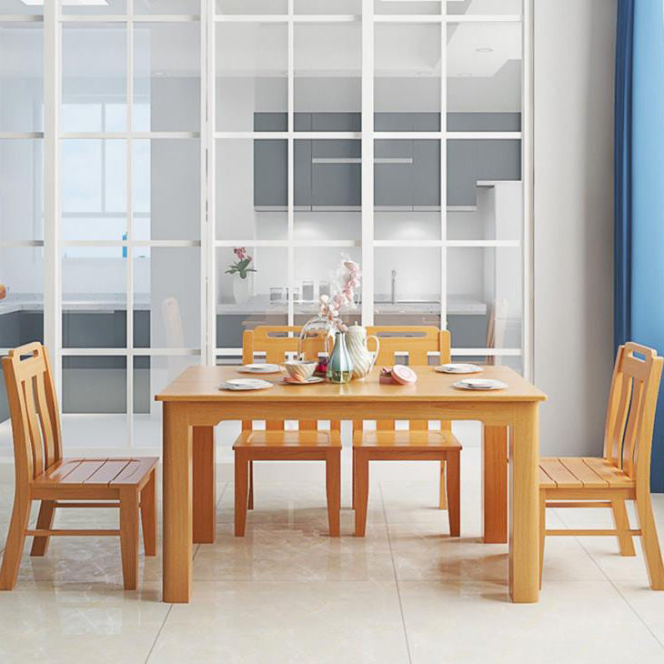 Mid-Century Modern Solid Wood Dining Table Beech Wood Top Table with 4 Legs 57.1"L x 33.5"W x 29.5"H Without Chairs Clearhalo ' dining_table' 'Dining Tables & Seating' 'Dining Tables' 'furn' 'furn_dining_table' 'Furniture' 'furniture_dining_table' 'Kitchen & Dining Furniture' 'kitchen&dining_furn' 'kitchen' 'kitchen_dining_table' 4342838