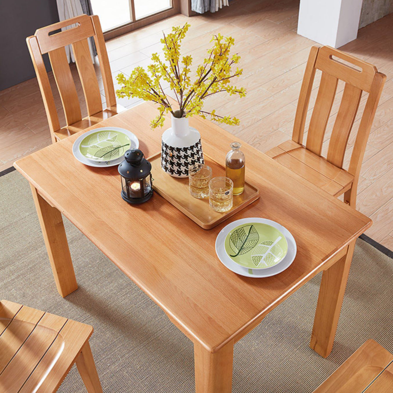 Mid-Century Modern Solid Wood Dining Table Beech Wood Top Table with 4 Legs Clearhalo ' dining_table' 'Dining Tables & Seating' 'Dining Tables' 'furn' 'furn_dining_table' 'Furniture' 'furniture_dining_table' 'Kitchen & Dining Furniture' 'kitchen&dining_furn' 'kitchen' 'kitchen_dining_table' 4342840