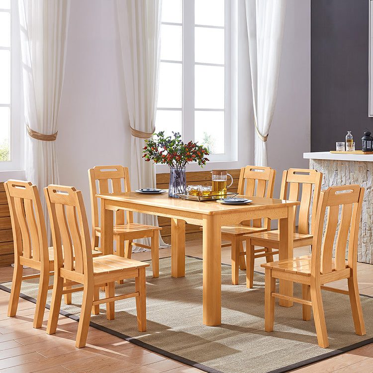 Mid-Century Modern Solid Wood Dining Table Beech Wood Top Table with 4 Legs Clearhalo ' dining_table' 'Dining Tables & Seating' 'Dining Tables' 'furn' 'furn_dining_table' 'Furniture' 'furniture_dining_table' 'Kitchen & Dining Furniture' 'kitchen&dining_furn' 'kitchen' 'kitchen_dining_table' 4342847