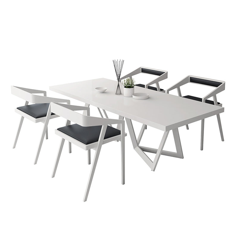 Rectangle Industrial Style Dining Table White Top Fixed Table with Solid Wood White Without Chairs Clearhalo ' dining_table' 'Dining Tables & Seating' 'Dining Tables' 'furn' 'furn_dining_table' 'Furniture' 'furniture_dining_table' 'Kitchen & Dining Furniture' 'kitchen&dining_furn' 'kitchen' 'kitchen_dining_table' 4342880