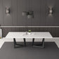 Rectangle Industrial Style Dining Table White Top Fixed Table with Solid Wood Black 55.1"L x 27.6"W x 29.5"H Without Chairs Clearhalo ' dining_table' 'Dining Tables & Seating' 'Dining Tables' 'furn' 'furn_dining_table' 'Furniture' 'furniture_dining_table' 'Kitchen & Dining Furniture' 'kitchen&dining_furn' 'kitchen' 'kitchen_dining_table' 4342882