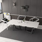 Rectangle Industrial Style Dining Table White Top Fixed Table with Solid Wood Black 63"L x 27.6"W x 29.5"H Without Chairs Clearhalo ' dining_table' 'Dining Tables & Seating' 'Dining Tables' 'furn' 'furn_dining_table' 'Furniture' 'furniture_dining_table' 'Kitchen & Dining Furniture' 'kitchen&dining_furn' 'kitchen' 'kitchen_dining_table' 4342883