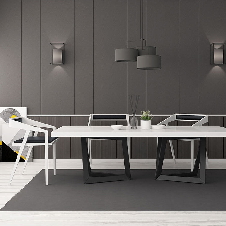 Rectangle Industrial Style Dining Table White Top Fixed Table with Solid Wood Clearhalo ' dining_table' 'Dining Tables & Seating' 'Dining Tables' 'furn' 'furn_dining_table' 'Furniture' 'furniture_dining_table' 'Kitchen & Dining Furniture' 'kitchen&dining_furn' 'kitchen' 'kitchen_dining_table' 4342886