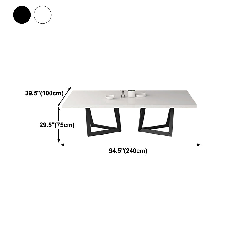 Rectangle Industrial Style Dining Table White Top Fixed Table with Solid Wood Clearhalo ' dining_table' 'Dining Tables & Seating' 'Dining Tables' 'furn' 'furn_dining_table' 'Furniture' 'furniture_dining_table' 'Kitchen & Dining Furniture' 'kitchen&dining_furn' 'kitchen' 'kitchen_dining_table' 4342896