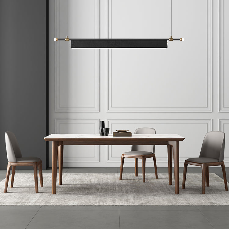 Rectangular Mid-Century Modern Table Sintered Stone Table with Wood Legs 47.2"L x 27.6"W x 29.5"H Without Chairs Clearhalo ' dining_table' 'Dining Tables & Seating' 'Dining Tables' 'furn' 'furn_dining_table' 'Furniture' 'furniture_dining_table' 'Kitchen & Dining Furniture' 'kitchen&dining_furn' 'kitchen' 'kitchen_dining_table' 4342911