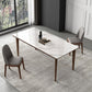 Rectangular Mid-Century Modern Table Sintered Stone Table with Wood Legs 55.1"L x 31.5"W x 29.5"H Without Chairs Clearhalo ' dining_table' 'Dining Tables & Seating' 'Dining Tables' 'furn' 'furn_dining_table' 'Furniture' 'furniture_dining_table' 'Kitchen & Dining Furniture' 'kitchen&dining_furn' 'kitchen' 'kitchen_dining_table' 4342912
