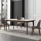Rectangular Mid-Century Modern Table Sintered Stone Table with Wood Legs 63"L x 33.5"W x 29.5"H Without Chairs Clearhalo ' dining_table' 'Dining Tables & Seating' 'Dining Tables' 'furn' 'furn_dining_table' 'Furniture' 'furniture_dining_table' 'Kitchen & Dining Furniture' 'kitchen&dining_furn' 'kitchen' 'kitchen_dining_table' 4342913