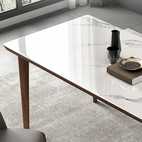 Rectangular Mid-Century Modern Table Sintered Stone Table with Wood Legs Clearhalo ' dining_table' 'Dining Tables & Seating' 'Dining Tables' 'furn' 'furn_dining_table' 'Furniture' 'furniture_dining_table' 'Kitchen & Dining Furniture' 'kitchen&dining_furn' 'kitchen' 'kitchen_dining_table' 4342914
