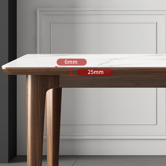 Rectangular Mid-Century Modern Table Sintered Stone Table with Wood Legs Clearhalo ' dining_table' 'Dining Tables & Seating' 'Dining Tables' 'furn' 'furn_dining_table' 'Furniture' 'furniture_dining_table' 'Kitchen & Dining Furniture' 'kitchen&dining_furn' 'kitchen' 'kitchen_dining_table' 4342917