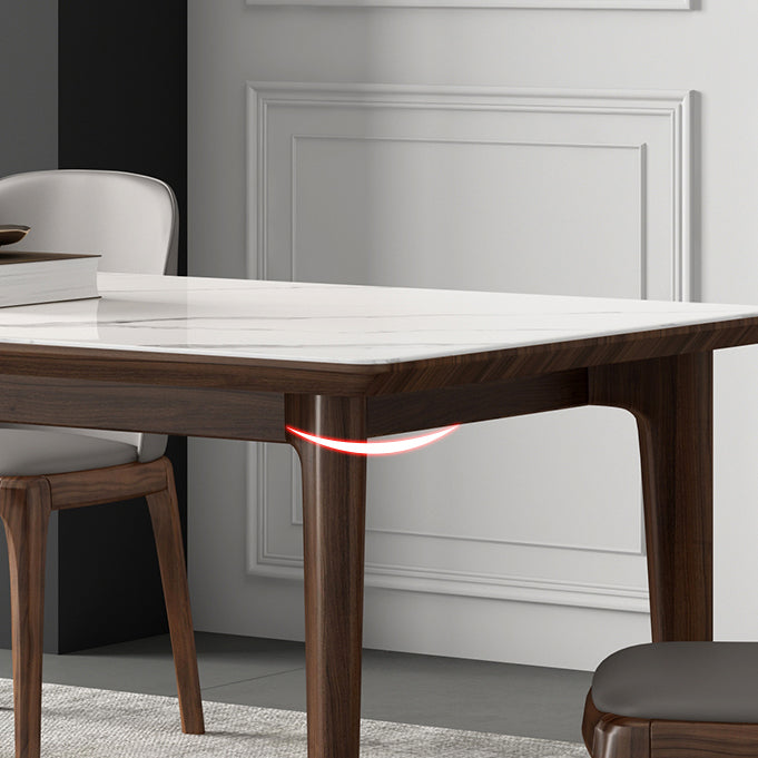 Rectangular Mid-Century Modern Table Sintered Stone Table with Wood Legs Clearhalo ' dining_table' 'Dining Tables & Seating' 'Dining Tables' 'furn' 'furn_dining_table' 'Furniture' 'furniture_dining_table' 'Kitchen & Dining Furniture' 'kitchen&dining_furn' 'kitchen' 'kitchen_dining_table' 4342918