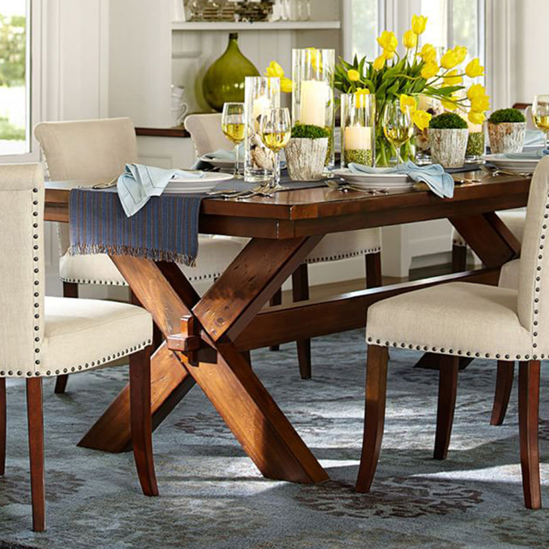 Rectangle Mid-Century Dining Table Brown Tone Fixed Table with Pinewood Solid Wood 55.1"L x 27.6"W x 29.5"H Without Chairs Clearhalo ' dining_table' 'Dining Tables & Seating' 'Dining Tables' 'furn' 'furn_dining_table' 'Furniture' 'furniture_dining_table' 'Kitchen & Dining Furniture' 'kitchen&dining_furn' 'kitchen' 'kitchen_dining_table' 4342924