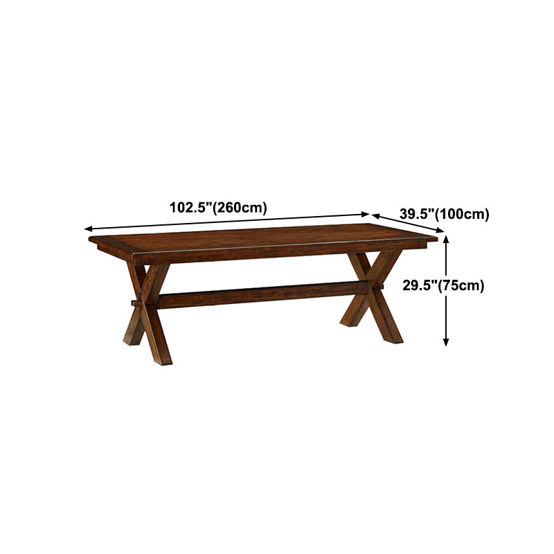 Rectangle Mid-Century Dining Table Brown Tone Fixed Table with Pinewood Solid Wood Clearhalo ' dining_table' 'Dining Tables & Seating' 'Dining Tables' 'furn' 'furn_dining_table' 'Furniture' 'furniture_dining_table' 'Kitchen & Dining Furniture' 'kitchen&dining_furn' 'kitchen' 'kitchen_dining_table' 4342941