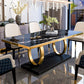 Traditional Luxury Dining Table Rectangle Sintered Stone Table with Gold Frame Black 63"L x 35.4"W x 29.5"H Without Chairs Clearhalo ' dining_table' 'Dining Tables & Seating' 'Dining Tables' 'furn' 'furn_dining_table' 'Furniture' 'furniture_dining_table' 'Kitchen & Dining Furniture' 'kitchen&dining_furn' 'kitchen' 'kitchen_dining_table' 4342943